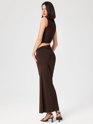 Women’s Fashion Suit - Sleeveless Long Skirt Set - MRC STOREsetMy StoreWomen’s Fashion Suit - Sleeveless Long Skirt Set My Store MRC STORECJYD238238805EVDark BrownL