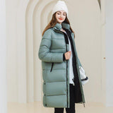 Women’s Long Hooded Winter Coat – Warm Cotton Jacket with Pockets for Cold Weather - MRC STORE