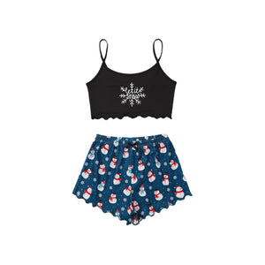 Women's Spaghetti Straps Sleeveless Pajamas – Fun & Festive Holiday Comfort - MRC STOREChristmasMy StoreWomen's Spaghetti Straps Sleeveless Pajamas – Fun & Festive Holiday Comfort - MRC STOREMRC STORECJYD189930403CXWhite SnowflakeL