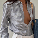 Women’s Striped Cardigan - Loose Contrast - MRC STOREshirtMy StoreWomen’s Striped Cardigan - Loose Contrast My Store  25.98MRC STORECJYD231618103CXGray WhiteL