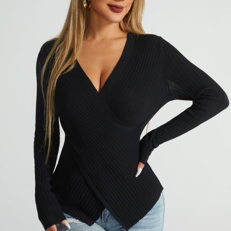 women's sweater Irregular Cross – Chic Pullover Top for a Fashion-Forward Look - MRC STORE