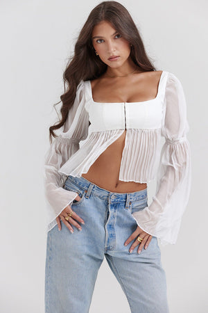 Women’s Sweet Sheer Long Sleeve Top - Square Collar Chiffon Cardigan - MRC STORELong SleeveMy StoreWomen’s Sweet Sheer Long Sleeve Top - Square Collar Chiffon CardiganMRC STORECJQB229172703CXWhiteL