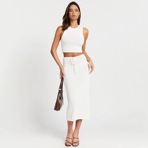 Women’s Two - Piece Skirt Set - Sleeveless White - MRC STOREsetMy StoreWomen’s Two - Piece Skirt Set - Sleeveless White My Store MRC STORECJLS231714803CXWhiteL